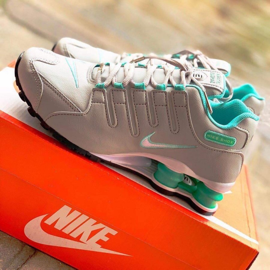 nike shox cinza e verde