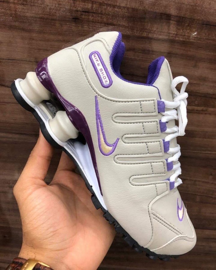 nike shox roxo e branco